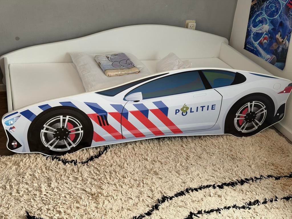 Politie kinderbed compleet met matras en beddengoed, Eenpersoons, Wit, Nieuw, Ophalen of Verzenden