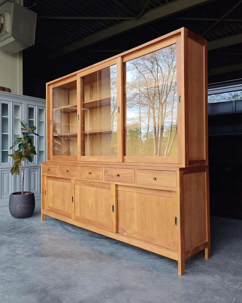 Schoolkast Teakhout | XL Buffetkast | teak Winkelkast #2849, Niet ingevuld, 200 cm of meer, Niet ingevuld, Ophalen of Verzenden