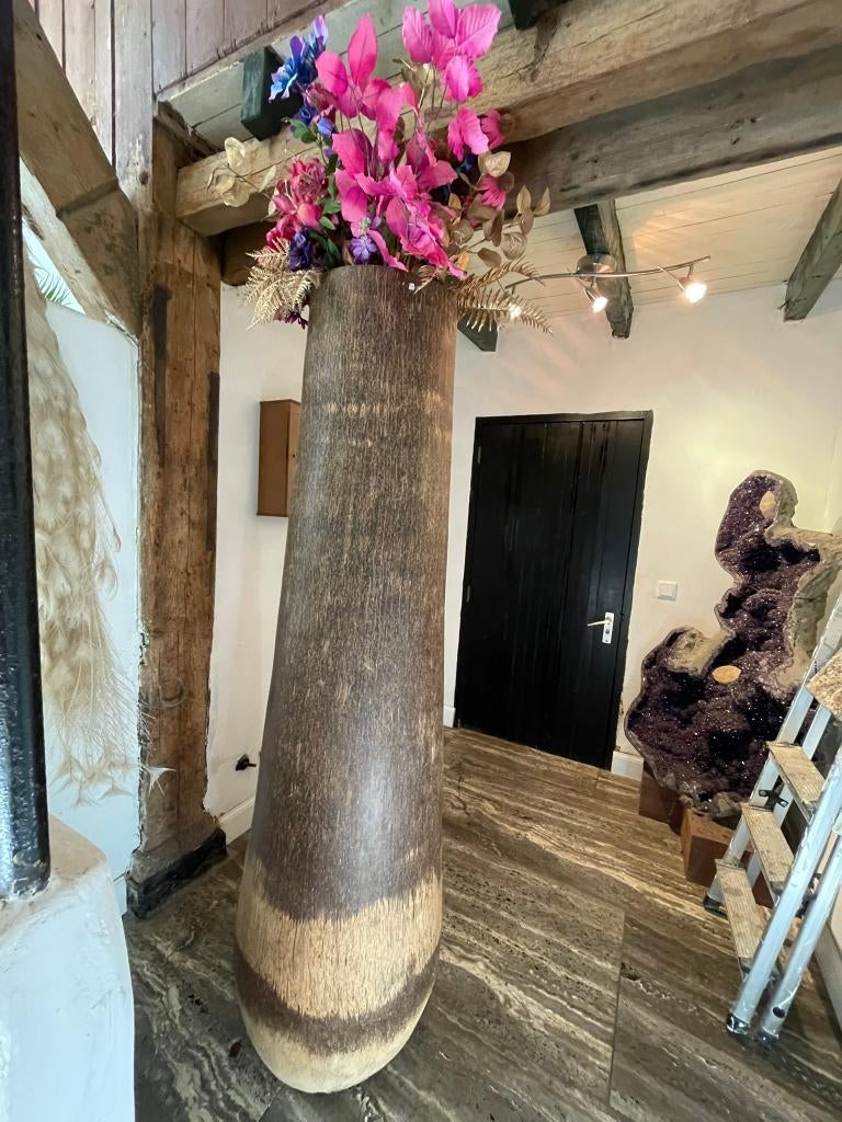 Handgesneden palmvaas, Antiek en Kunst, Kunst | Beelden en Houtsnijwerken, Ophalen