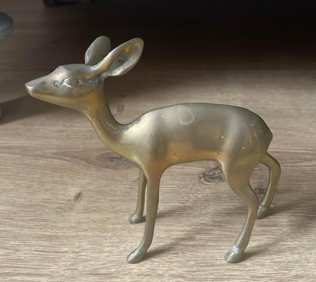 Koperen hert Bambi koper beeld hertje ree, Antiek en Kunst, Antiek | Koper en Brons, Ophalen of Verzenden