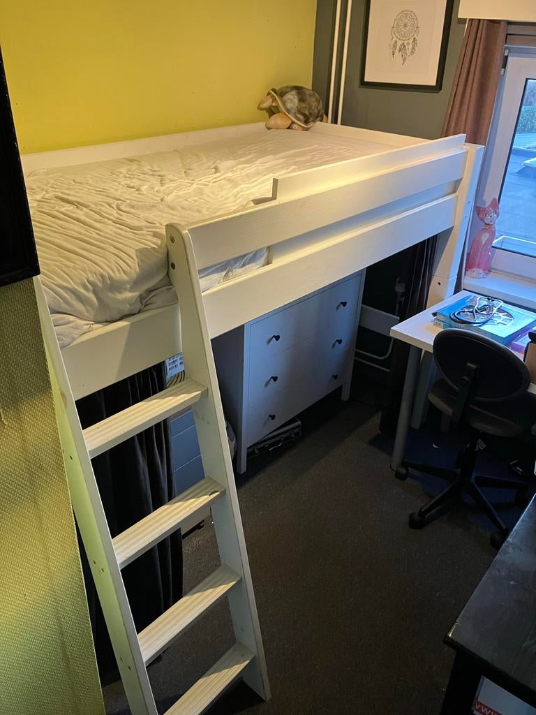 Witte Halfhoogslaper, Kinderen en Baby's, Kinderkamer | Stapelbedden en Hoogslapers, Ophalen, Gebruikt, Halfhoogslaper