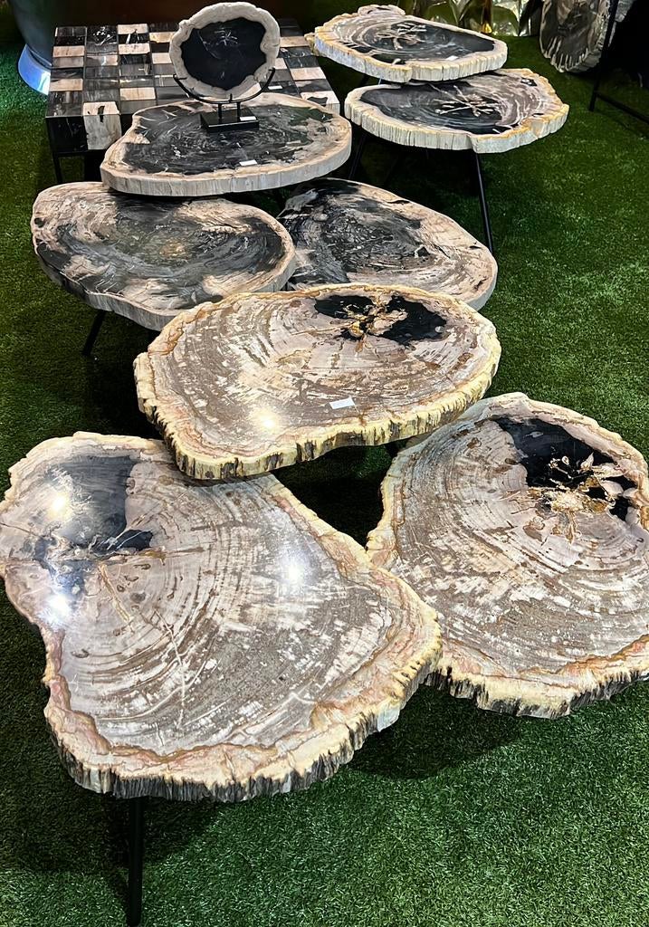 Versteend houten bijzet salontafels opruiming nu €249,- !, Huis en Inrichting, Tafels | Salontafels, Nieuw, Minder dan 50 cm, 50 tot 100 cm