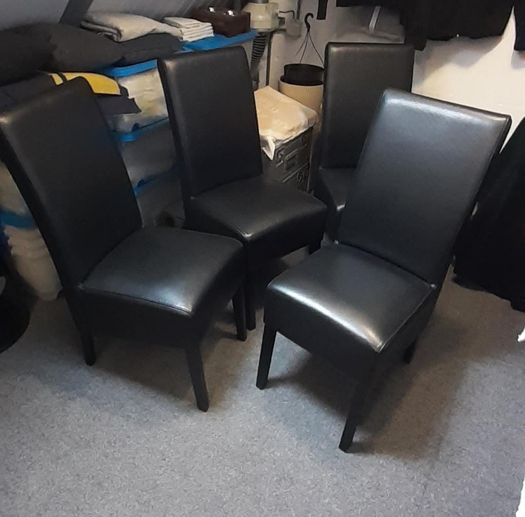 Eetkamerstoelen 4x, Huis en Inrichting, Stoelen, Ophalen of Verzenden, Zwart, Leer, Vier