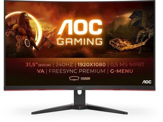 AOC C32G2ZE 32" Full HD 240Hz Curved Gaming Monitor, Computers en Software, Monitoren, Gaming, Hoofdtelefoonaansluiting, VA, Nieuw