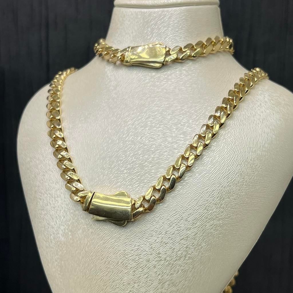 14 karaats gouden ketting armband cuban schakel, Ophalen of Verzenden, Zo goed als nieuw, Goud