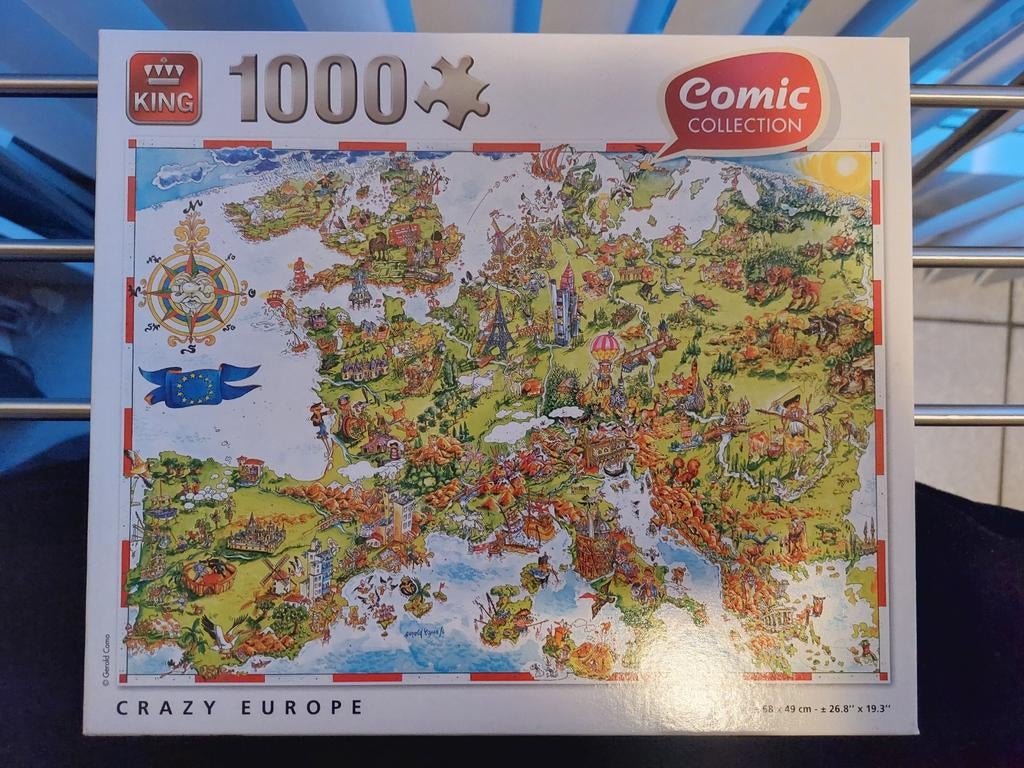 King Puzzel - Crazy Europe - 1000 stukjes, Ophalen of Verzenden, 500 t/m 1500 stukjes, Zo goed als nieuw, Legpuzzel