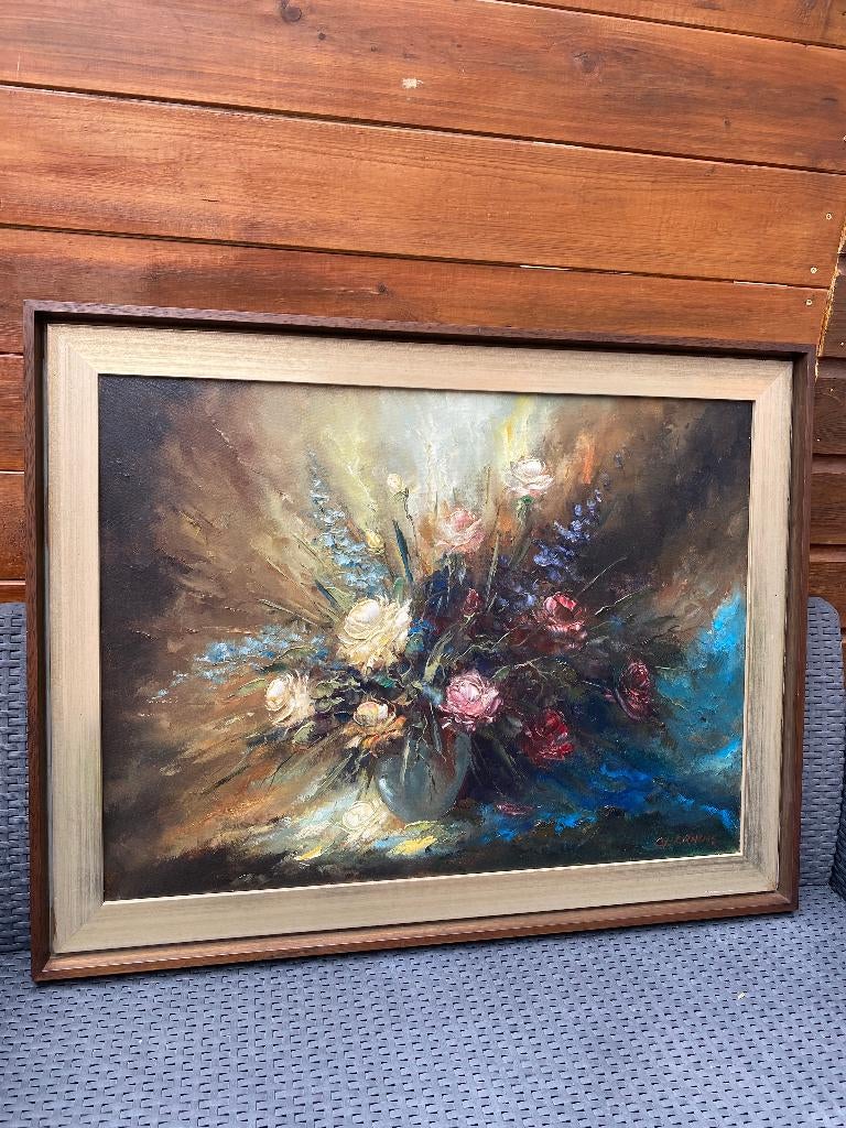 Bloemen stilleven G.J. Ernens, Antiek en Kunst, Kunst | Schilderijen | Klassiek, Ophalen