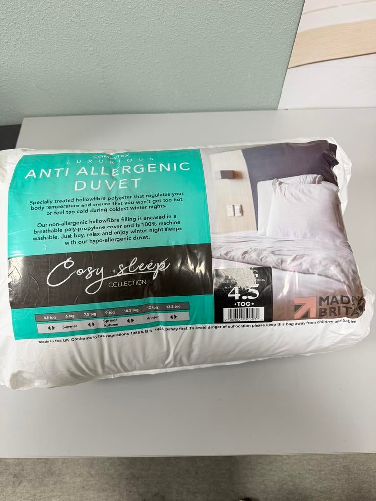 King Size Dekbed 230x225cm 4.5Tog Anti Allergisch Allergie, Wit, Ophalen of Verzenden, Deken of Dekbed, H