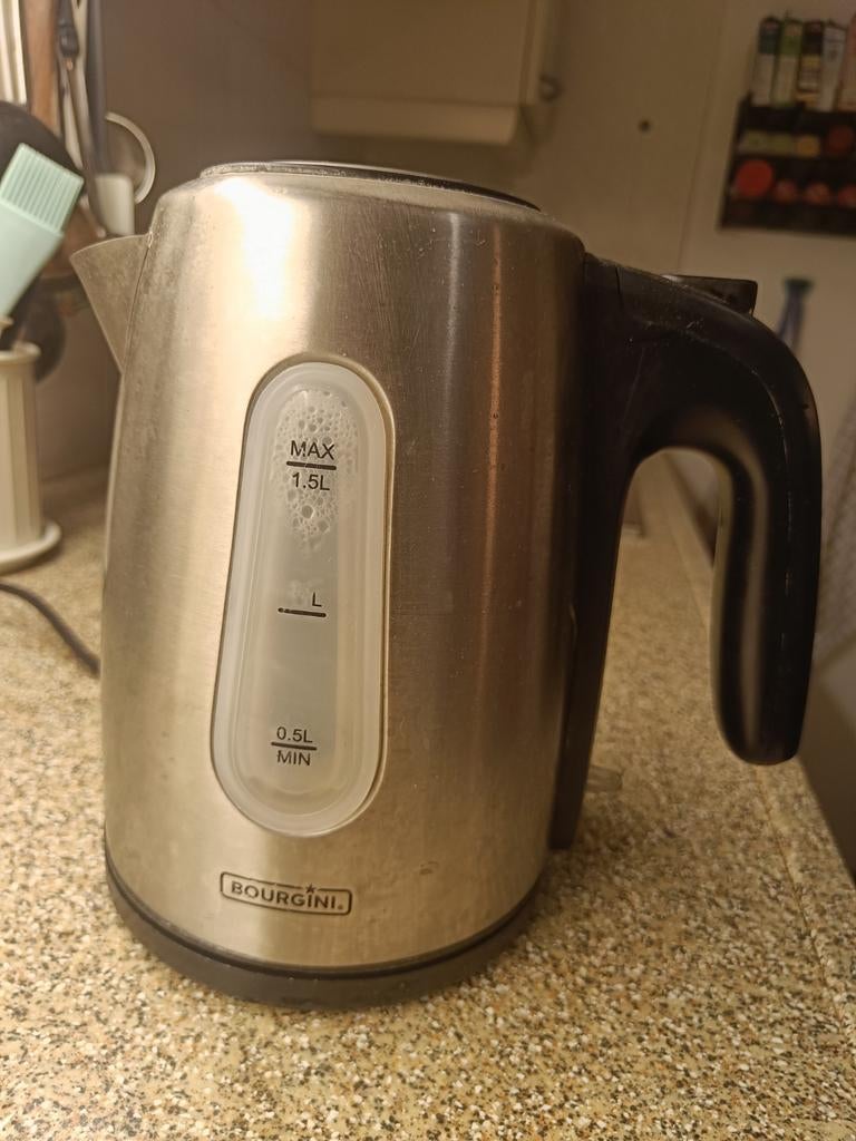 Bourgini Waterkoker - 1.5L - Gebruikt, 1 tot 2 liter, Ophalen of Verzenden, Gebruikt, Rvs