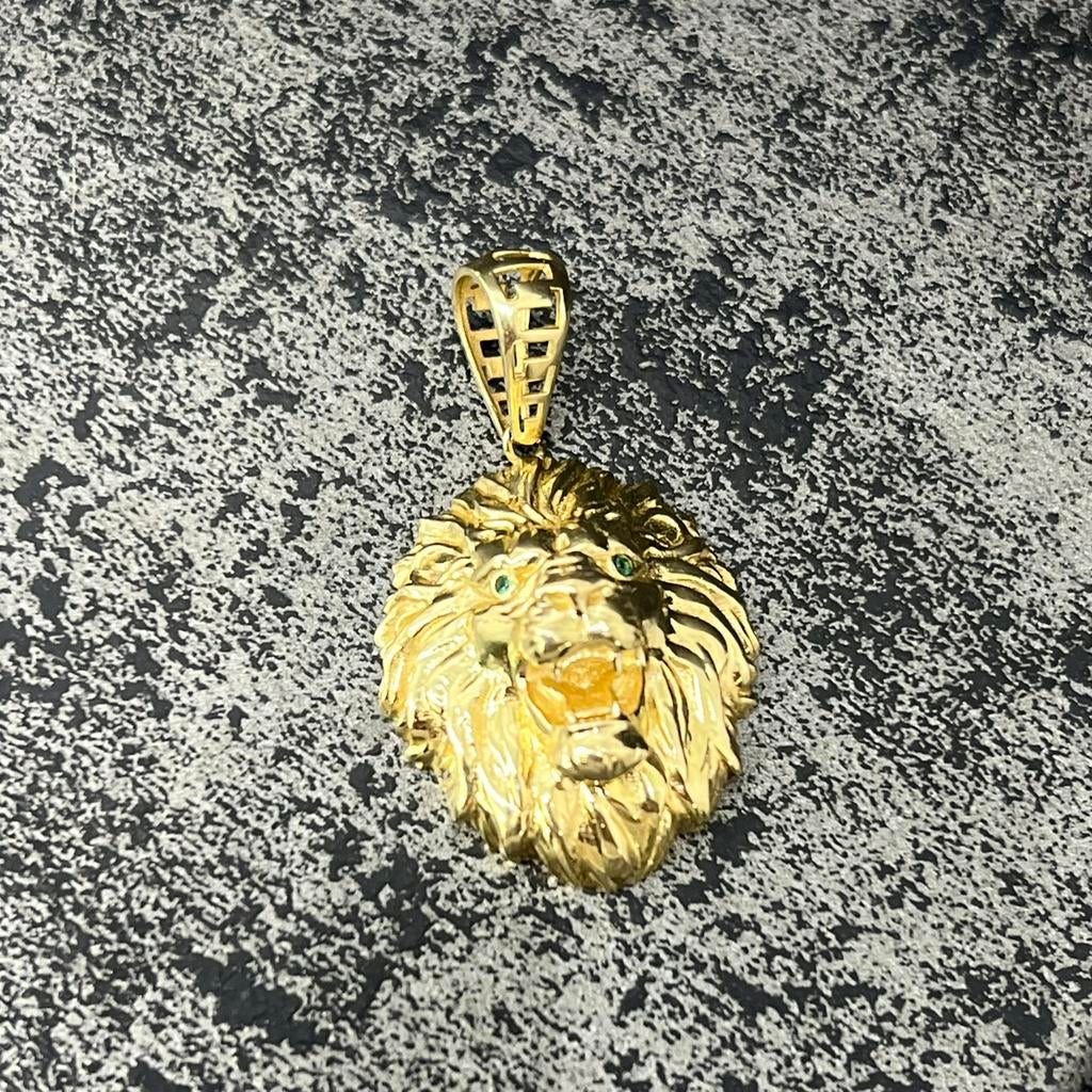 14 karaat gouden hanger leeuw kop kettinghanger, Ophalen of Verzenden, Zo goed als nieuw, Kruis of Symbool, Goud