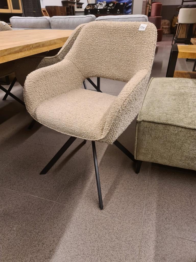 Nieuwe Eleonora eetkamerstoel Fabio zand spark draaibaar€120, Ophalen, Industrieel landelijk barok brocante koloniaal boheems vintage