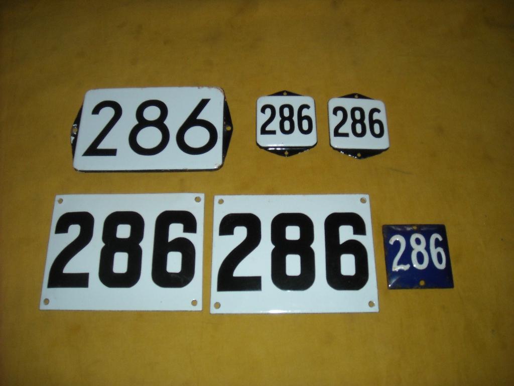oud emaille huisnummer 286 ook 287 288 289 290 291 292 293 1, Ophalen of Verzenden