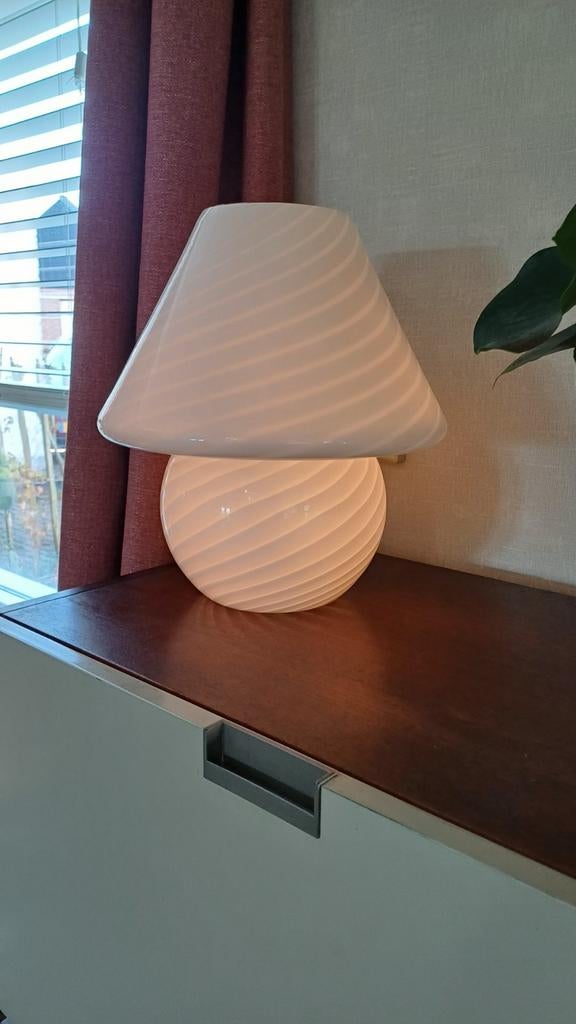 Glazen mushroom Designlamp, Ophalen, Zo goed als nieuw, Rond, Minder dan 25 cm