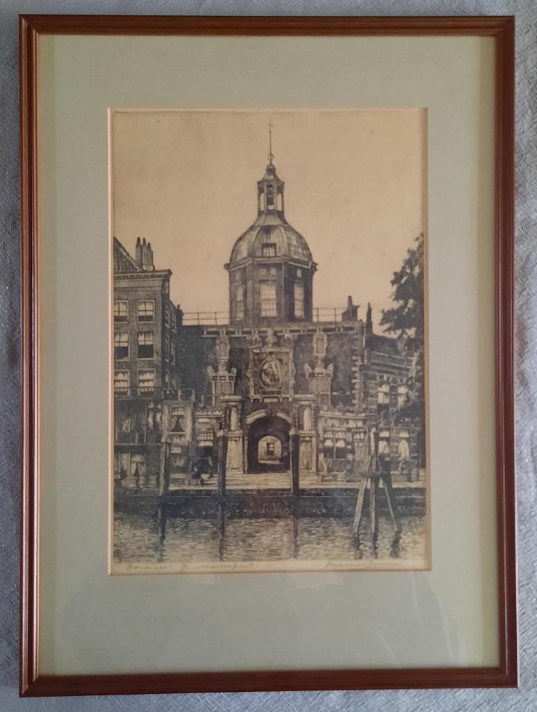 Ets GROOTHOOFDPOORT DORDRECHT - Marius Janssen., Antiek en Kunst, Kunst | Etsen en Gravures, Ophalen of Verzenden