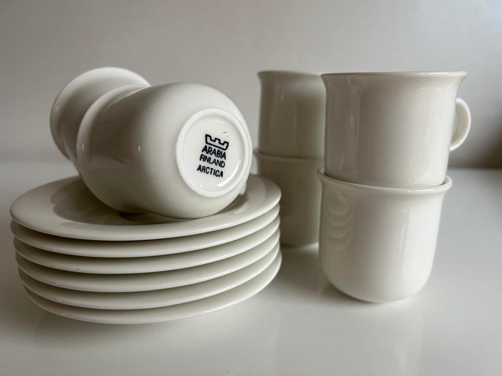 Nieuw Set 6 Arabia Iittala Arctica Mokka Kop-Schotel I.Leivo, Huis en Inrichting, Keuken | Servies, Nieuw, Ophalen of Verzenden