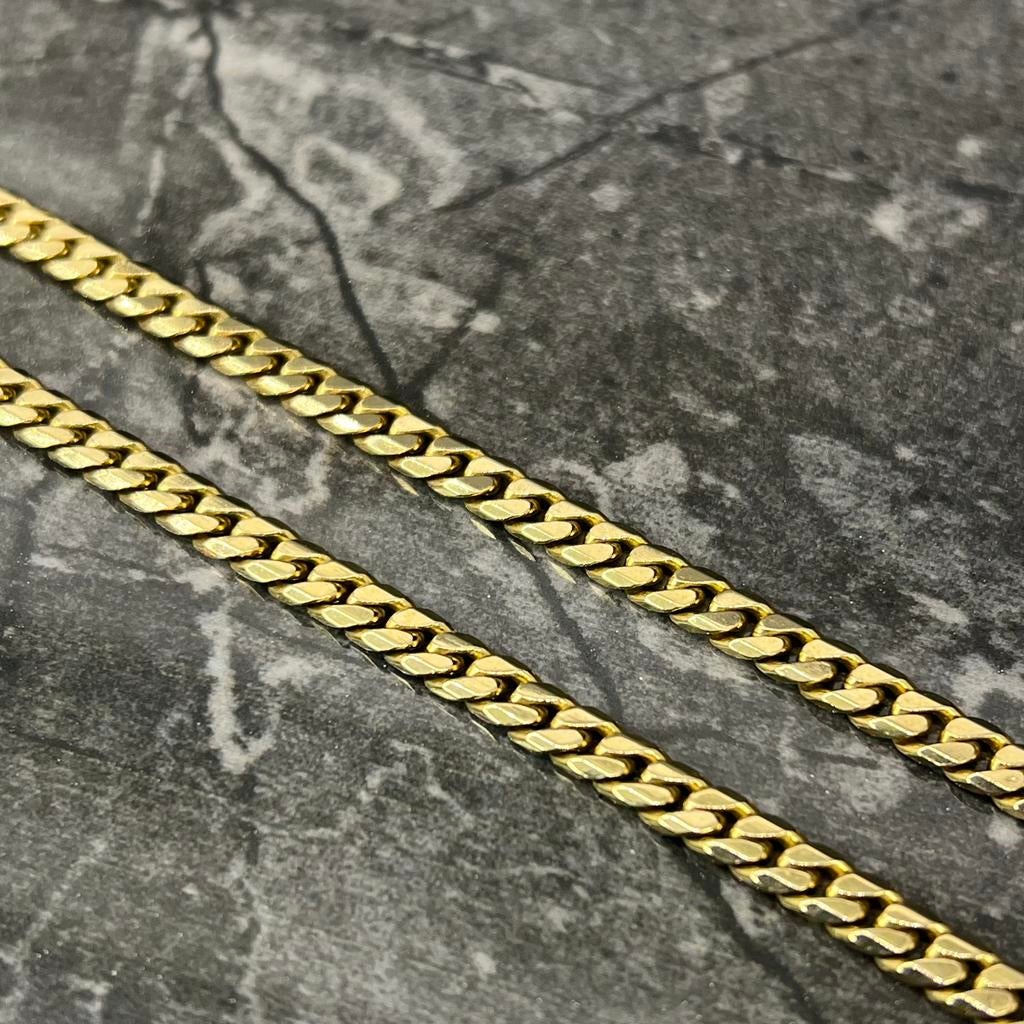 14k gouden ketting massief Cuban schakel, Sieraden, Tassen en Uiterlijk, Kettingen, Zo goed als nieuw, Goud, Ophalen of Verzenden