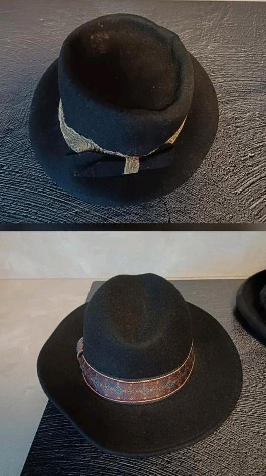 Te koop: 2 vintage hoeden - dames/heren - decoratie/toneel, Antiek en Kunst, Ophalen