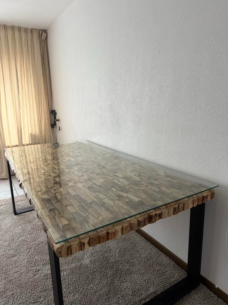 Rofra Eettafel - 210x100cm - Uniek Design, Ophalen, 100 tot 150 cm, Eikenhout, 200 cm of meer