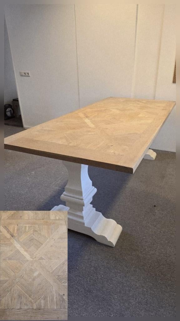 Massief eiken kloostertafel 220x100 IngelegdKasteelvloerblad
