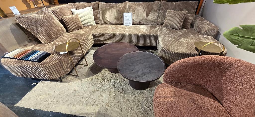 Ronde Salontafel 80 & 66 cm Bruin | Showmodel Hoge korting!, 50 tot 100 cm, Bornsestraat 31, Rond, Zo goed als nieuw