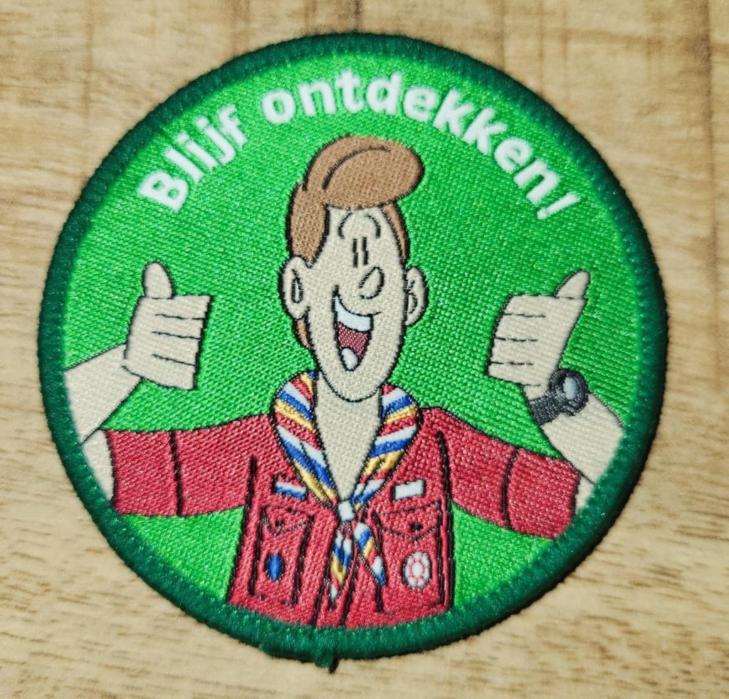 Scouting Insigne Badge "Blijf Ontdekken", Freek Vonk, Ophalen of Verzenden, Gebruikt, Embleem, Speld of Insigne