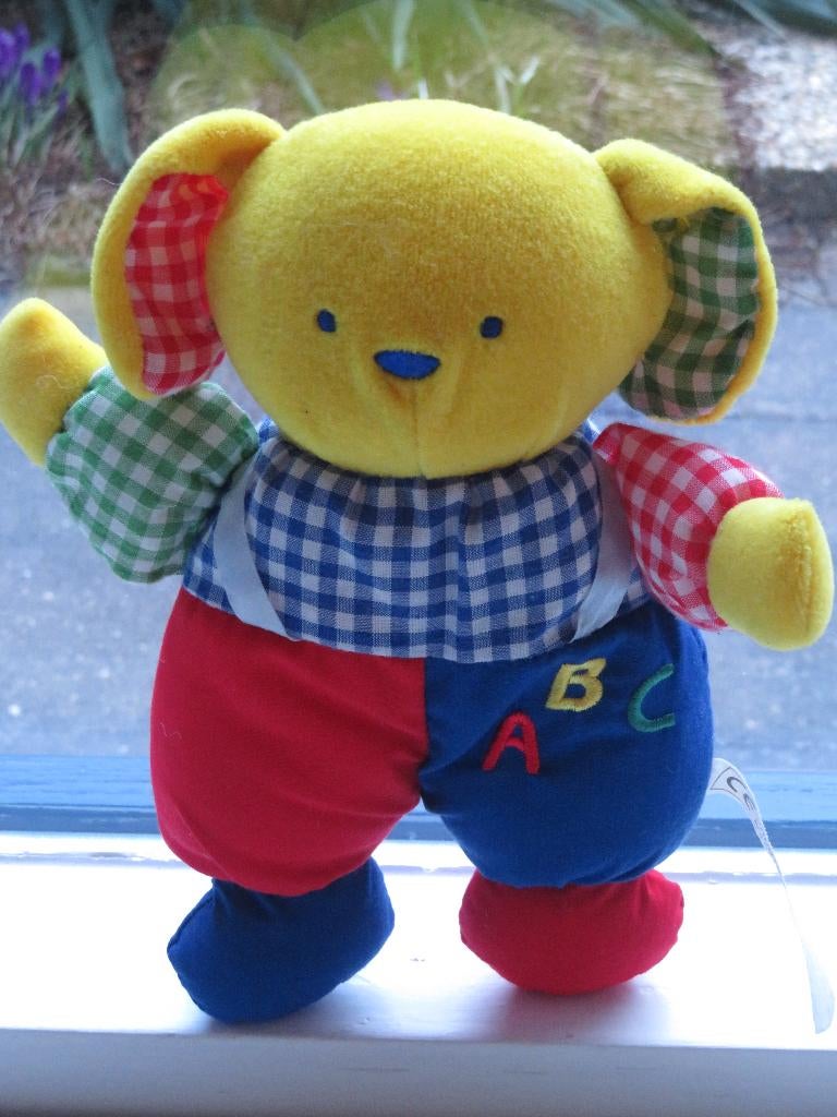 Vrolijk gekleurde beer beertje merk Johntoy vintage vintage, Kinderen en Baby's, Speelgoed | Knuffels en Pluche, Ophalen of Verzenden