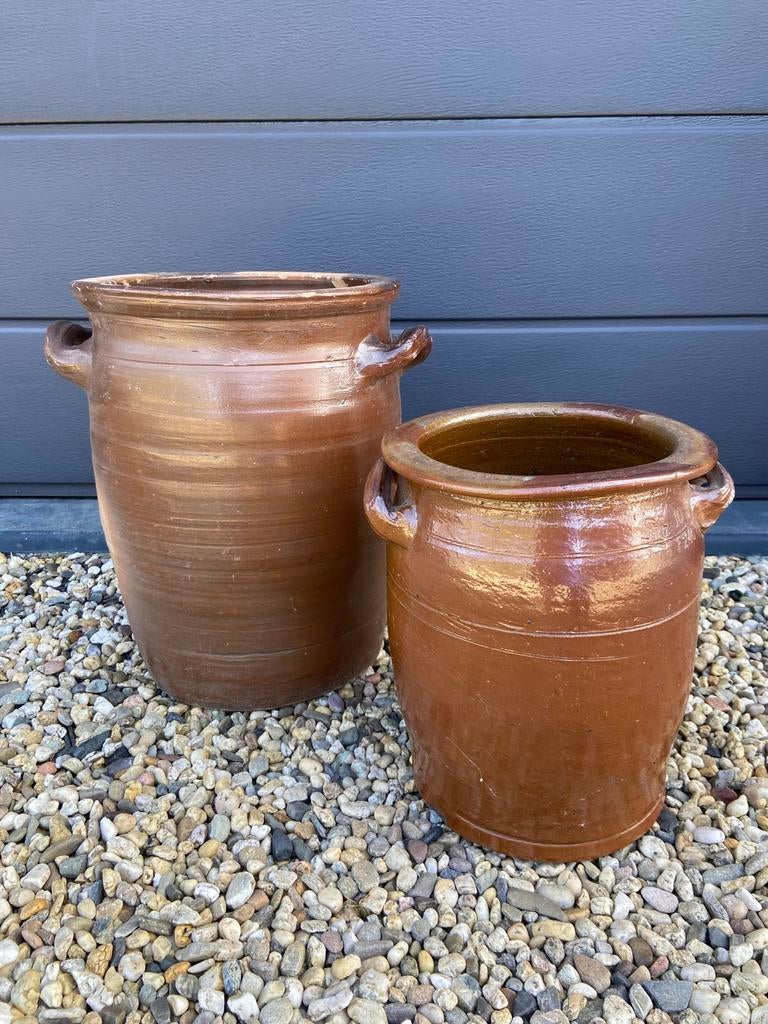 Mooie bruine grespotten Keulsepot inmaakpot schuuropruiming, Antiek en Kunst, Curiosa en Brocante, Ophalen