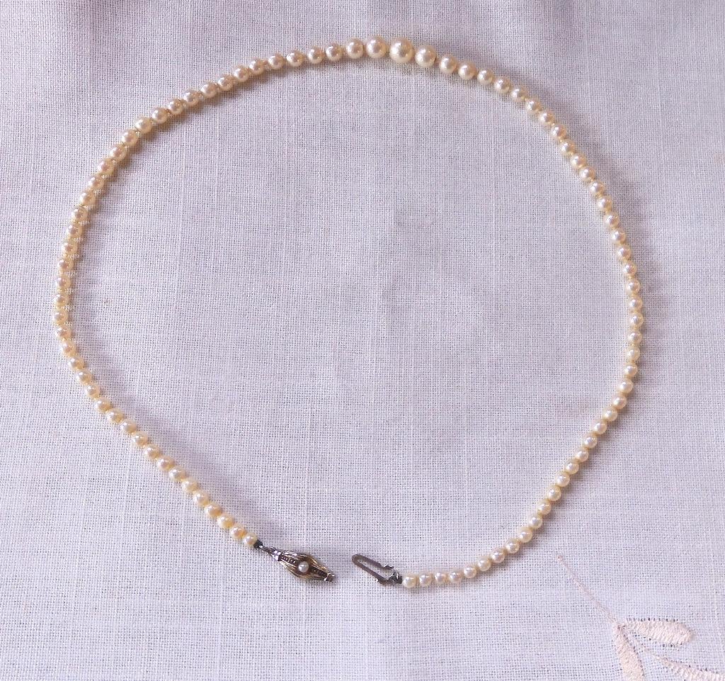 Cultuvé parelcollier met wit gouden slot, Sieraden, Tassen en Uiterlijk, Kettingen, Ophalen of Verzenden, Zo goed als nieuw, Wit