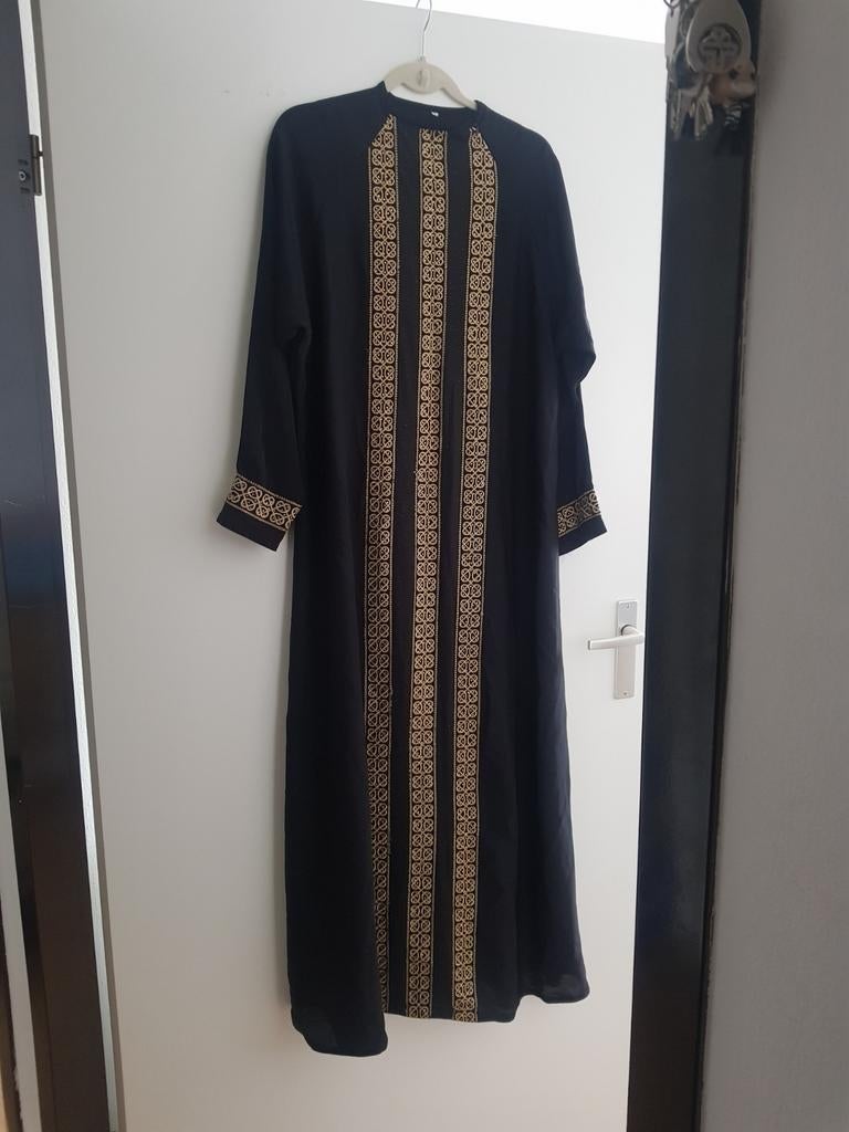 Zwart met gouden abaya, moslima, islamitische kleding, Ophalen, Zo goed als nieuw