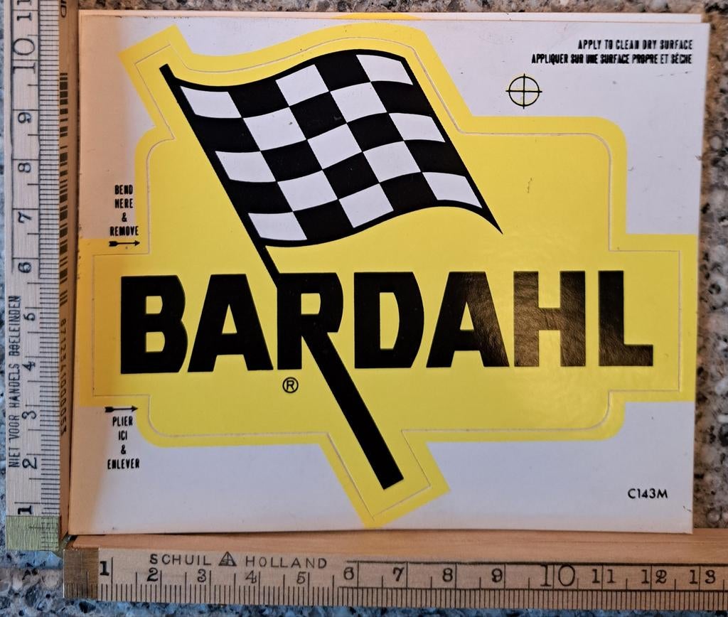 Vintage sticker Bardah rechthoekigl finish vlag, Ophalen of Verzenden, Zo goed als nieuw