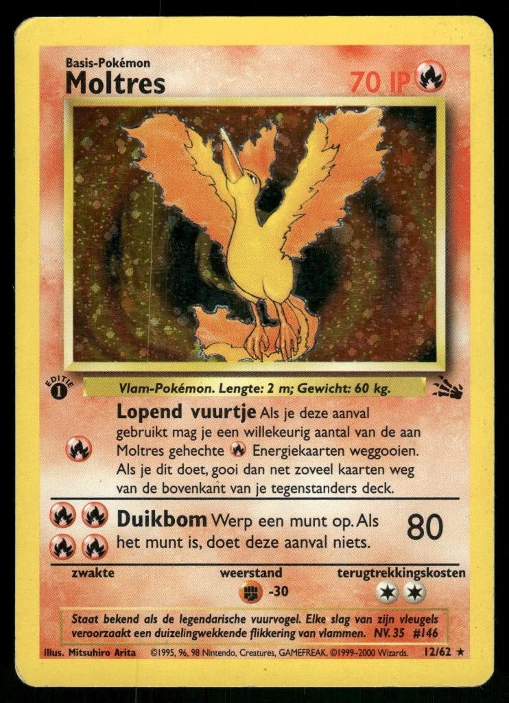 Moltres 12/62 - Fossil (1st edition) (NL) (Good), Hobby en Vrije tijd, Verzamelkaartspellen | Pokémon, Verzenden, Gebruikt
