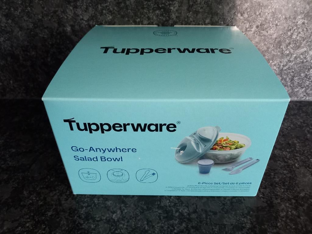 Tupperware 6 delig set Go-Anywhere Salad Bowl splinternieuw!, Huis en Inrichting, Keuken | Tupperware, Nieuw, Overige typen, Blauw