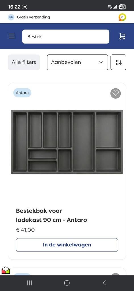 Nieuwe Bryunzeel bestekbak 90 cm, Ophalen, Nieuw, Kunststof, Los bestek