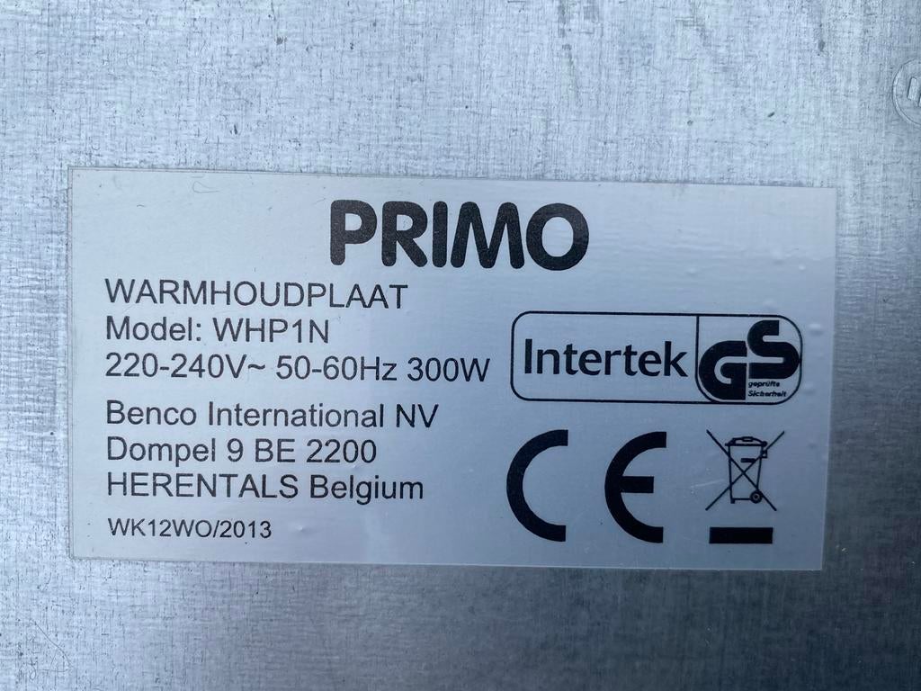 Intertek Primo warmhoudplaat WHP1N (twee stuks), Ophalen, Gebruikt