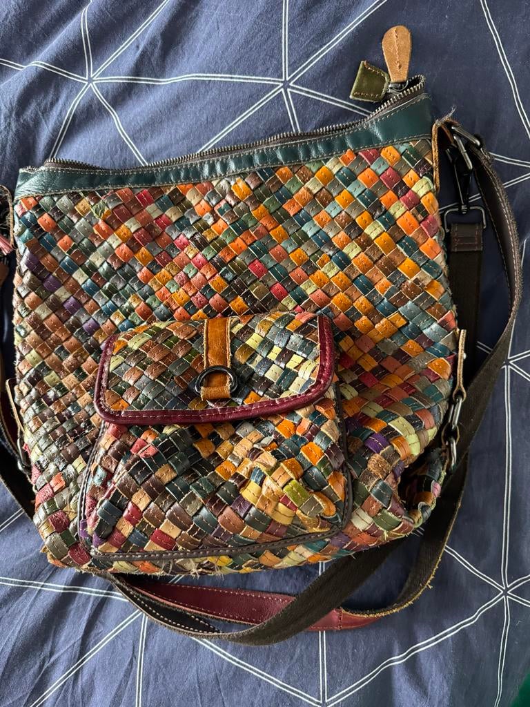 Aparte leren rugtas/schoudertas - Handgemaakt, Overige merken, Gebruikt, 25 tot 40 cm, Ophalen of Verzenden