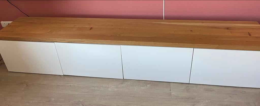 massief eiken blad voor op ikea Besta kast, Ophalen, Gebruikt, 150 tot 200 cm, Eikenhout