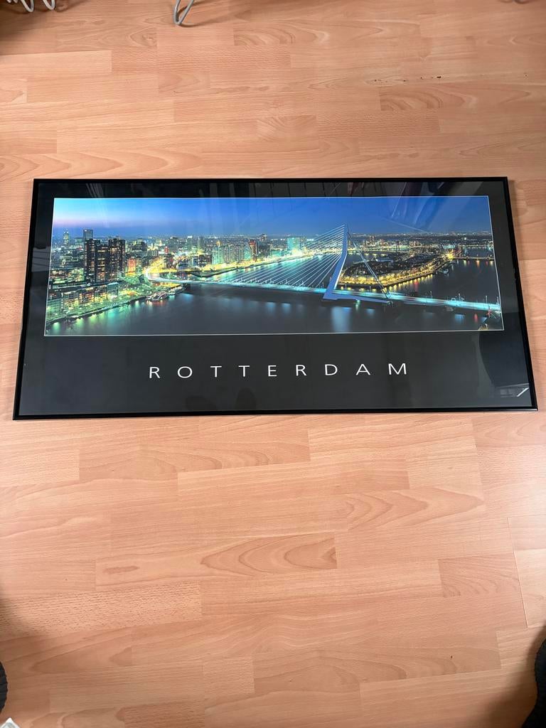 Ingelijste poster Rotterdam, 50 tot 75 cm, Ophalen of Verzenden, Zo goed als nieuw, 100 tot 125 cm