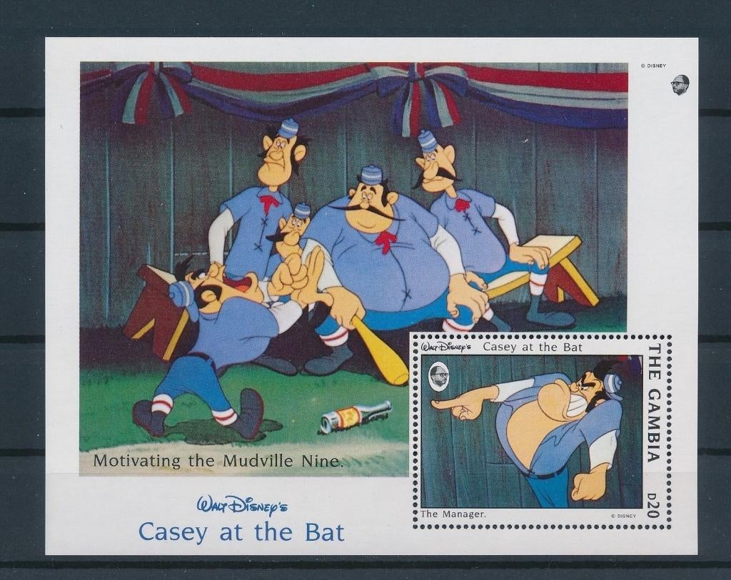 Gambia Casey bat Baseball Walt Disney Mickey Donald MNH, Verzenden, Overige landen, Postfris
