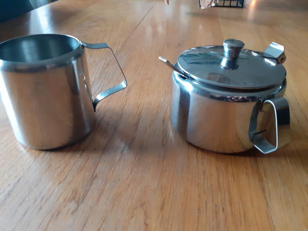 Suikerpotje  en melkkan  rvs, Ophalen, Overige materialen, Overige stijlen, Overige typen