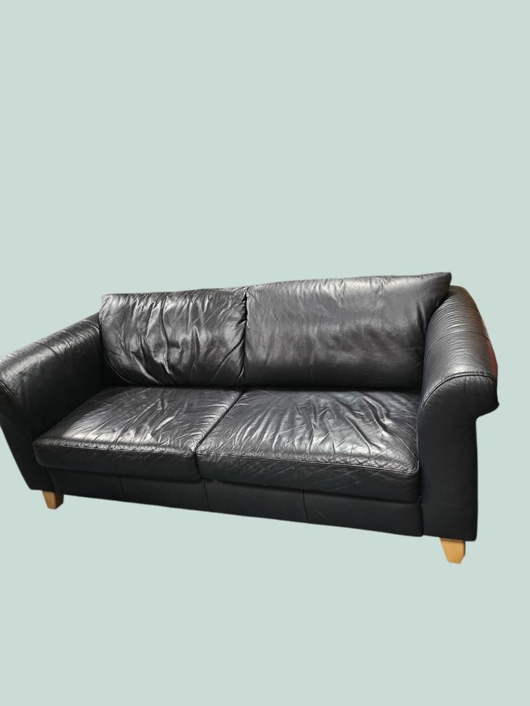 Zwarte driezitsbank - Comfortabel en stijlvol, Ophalen, Modern, Klassiek, Gebruikt, Onbekend