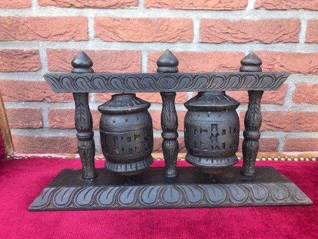 dubbele houten gebedsmolen, Tibet, Antiek en Kunst, Ophalen of Verzenden