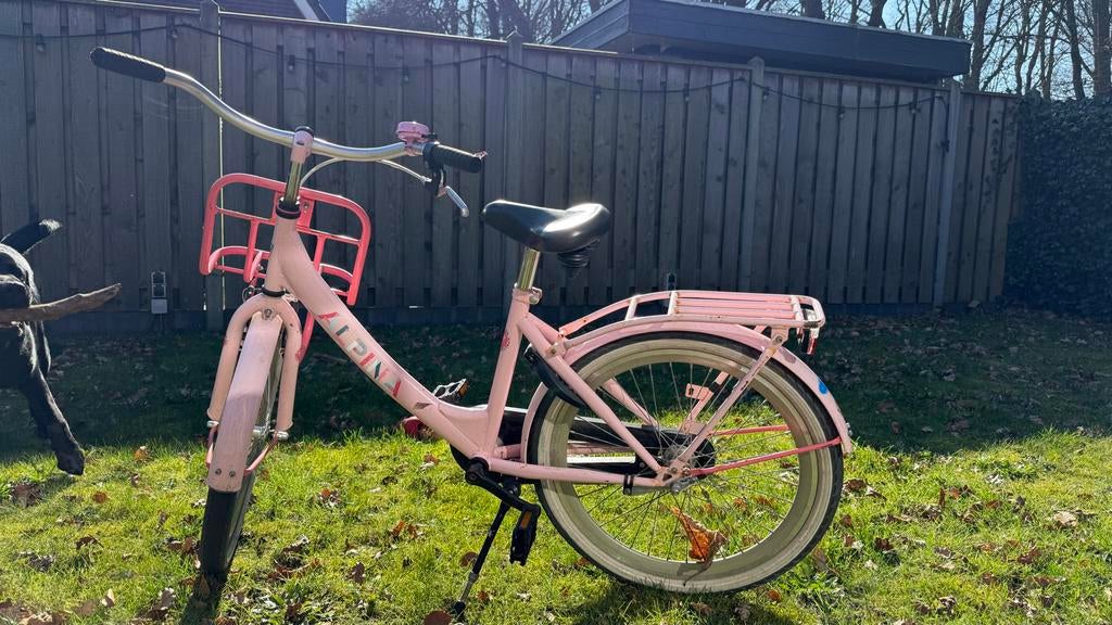 Gebruikte kinderfiets 22 inch met roze fietskrat, Ophalen, Gebruikt, 20 inch of meer