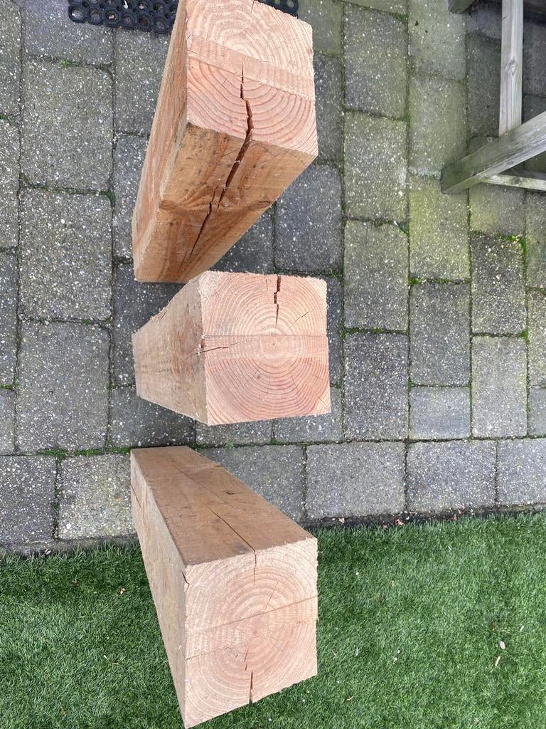 Douglas palen 15x15 cm, 86 cm hoog, Tuin en Terras, Palen, Balken en Planken, Ophalen, Gebruikt, Minder dan 180 cm, Palen