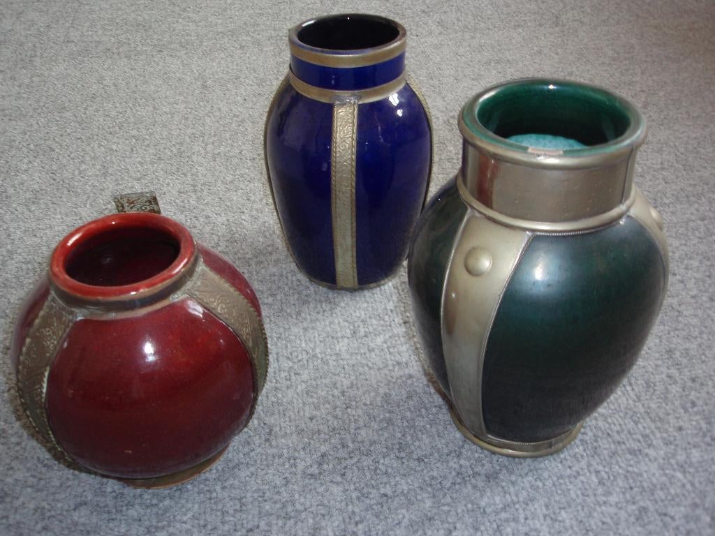 Oosterse vazen met aarde tinten in drie maten - vormen, Ophalen, Zo goed als nieuw