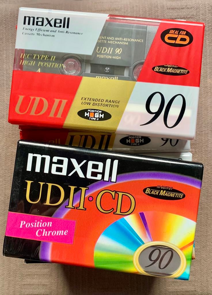 NOS Maxell UDII90 NIEUW cassettebanden UDII-90 UDII-CD 90, 2 t/m 25 bandjes, Ophalen of Verzenden, Maxell, Nieuw in verpakking