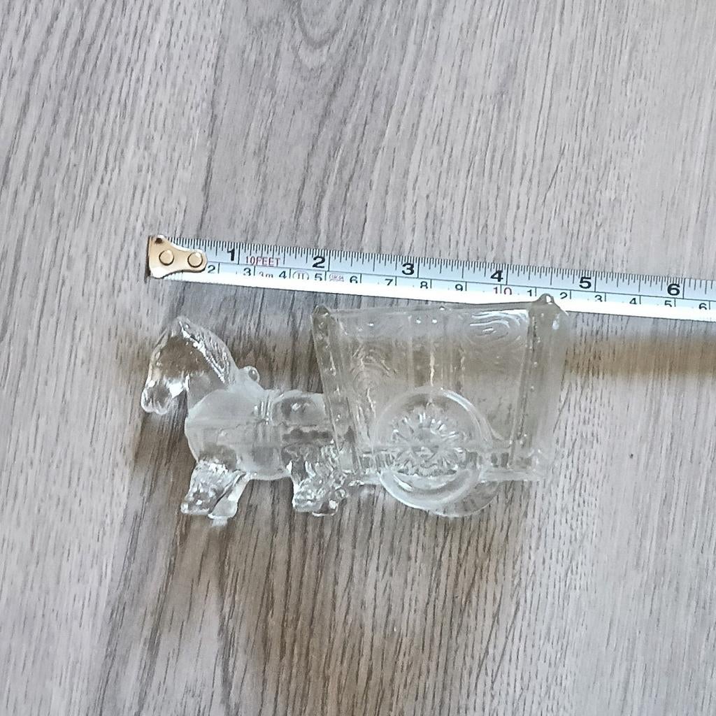 Vintage glazen paard met wagen, Antiek en Kunst, Antiek | Glas en Kristal, Ophalen of Verzenden