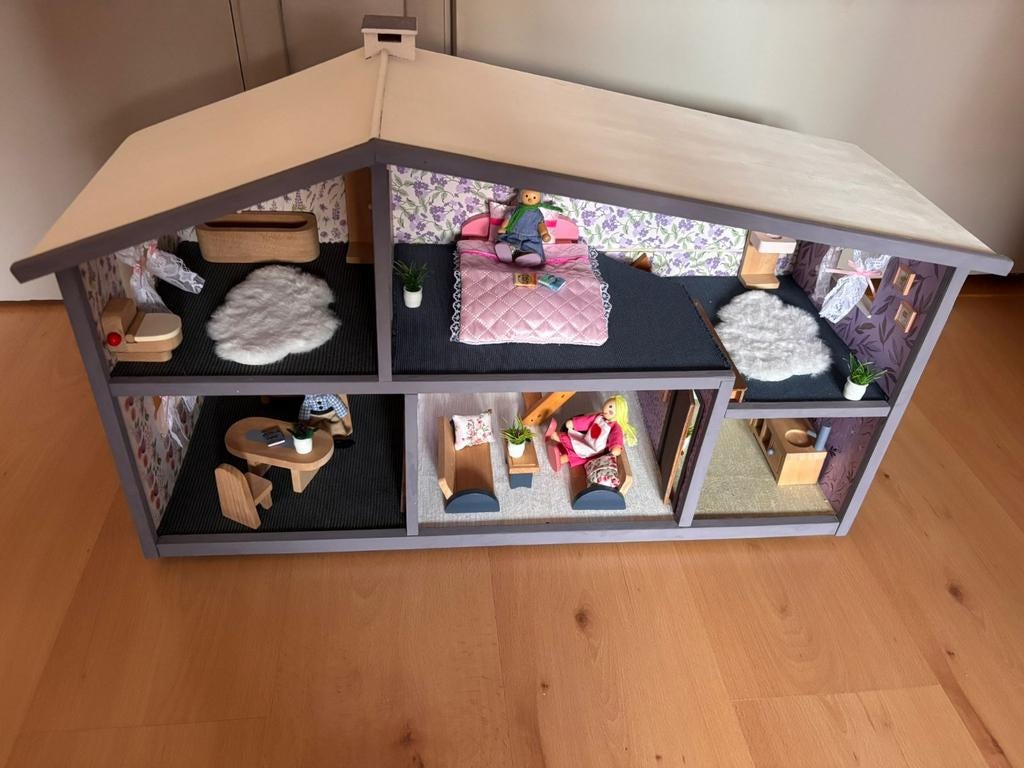 Lundby poppenhuis met meubels en poppen, opsturen mogelijk!, Ophalen of Verzenden, Gebruikt, Poppenhuis