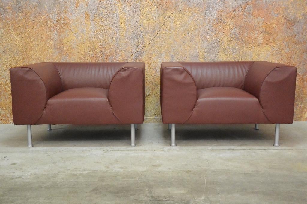 ZGAN leren Montis Nindes design fauteuil/loveseat, Huis en Inrichting, Fauteuils, Montis, Montis, 75 tot 100 cm, Ophalen of Verzenden