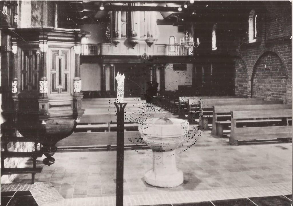 Kerk te Oldeberkoop (Frl.) Interieur 1989, Ophalen of Verzenden, 1980 tot heden, Ongelopen, Friesland