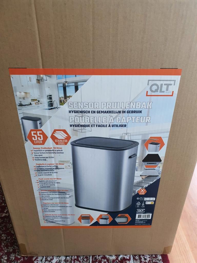 QLT Sensor Prullenbak 55L RVS - Hygiënisch & Gemakkelijk, Ophalen